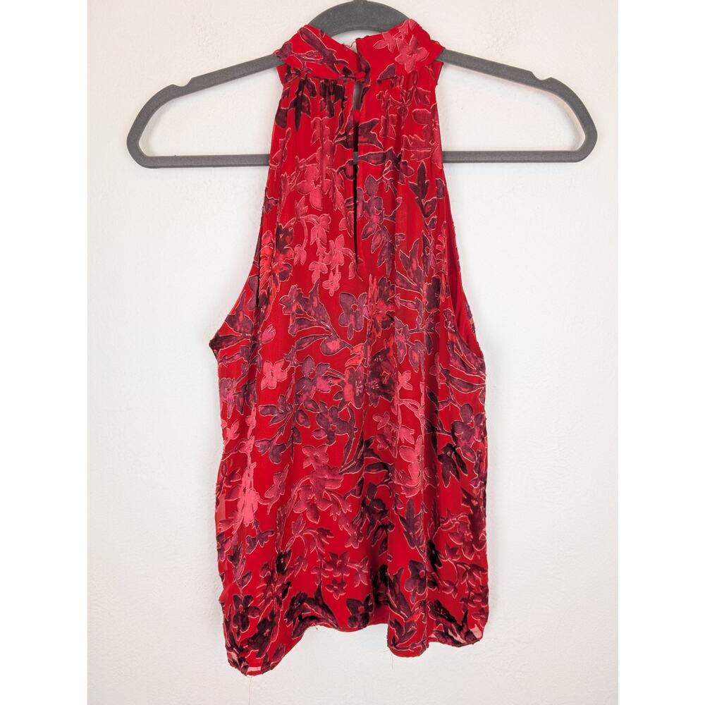 Alice + Olivia Kinsley Top Halter Silk Velvet Whimsigoth Fairy Grunge Red Size S - Picture 5 of 13